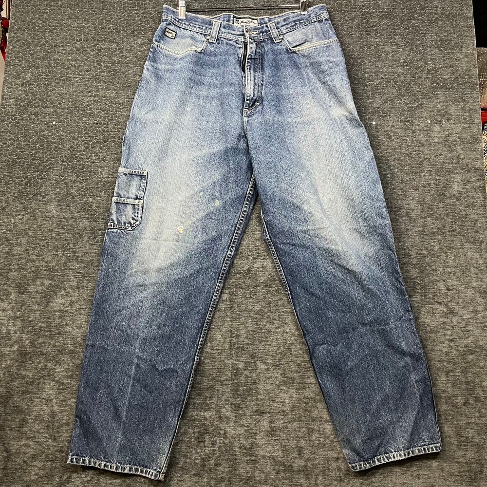 Johnny Blaze Carpenter Jeans Mens 34 Blue Good Vintage Utility Workwear Denim